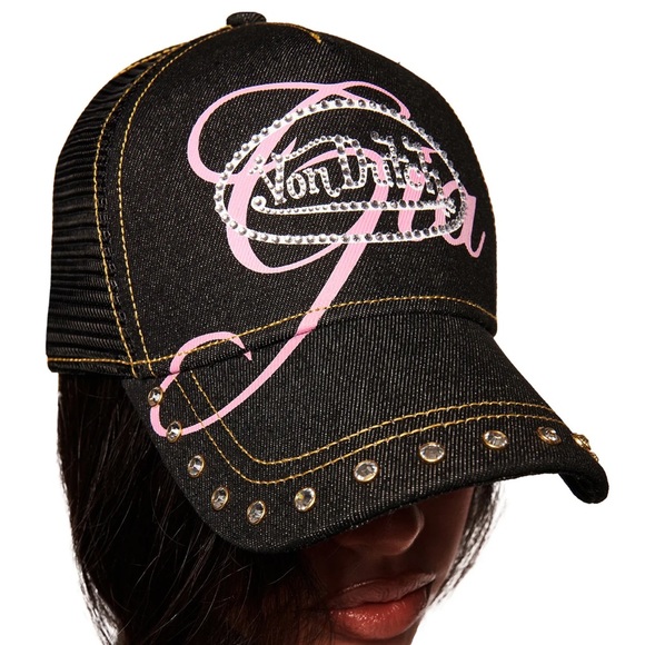I AM GIA X VON DUTCH Pink Bedazzled Trucker Hat - Picture 5 of 11